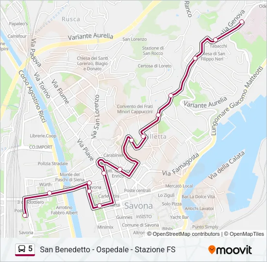 5 Bus Line Map