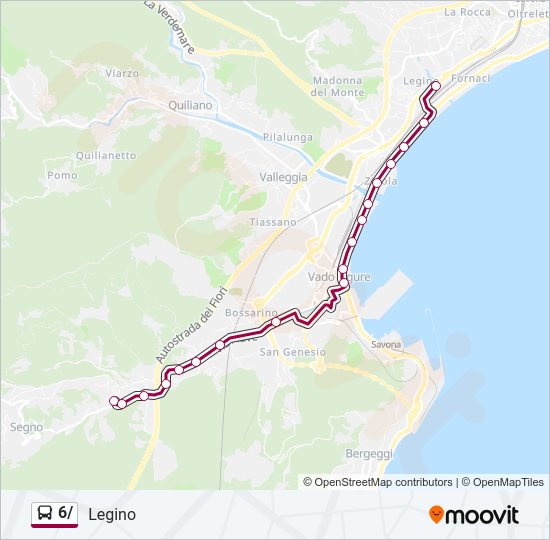 Percorso linea bus 6/