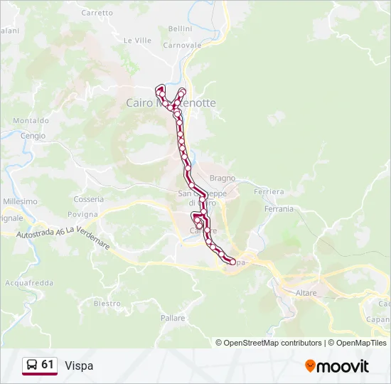 61 Bus Line Map