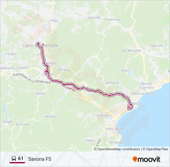 61 Bus Line Map