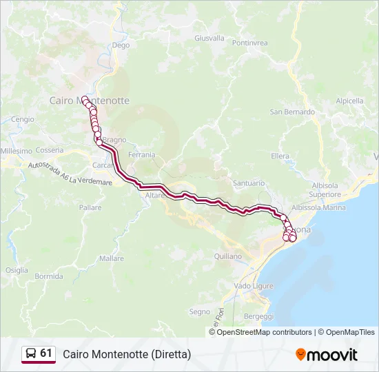 61 Bus Line Map