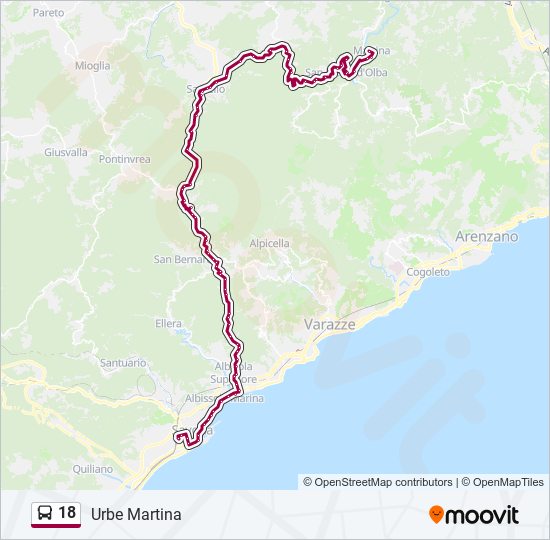 18 bus Line Map