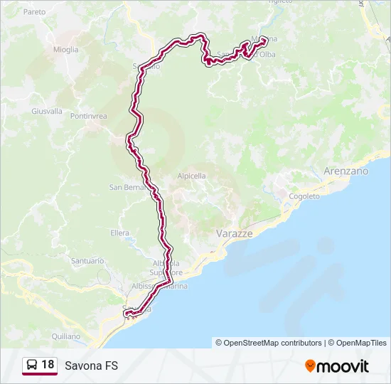 18 Bus Line Map