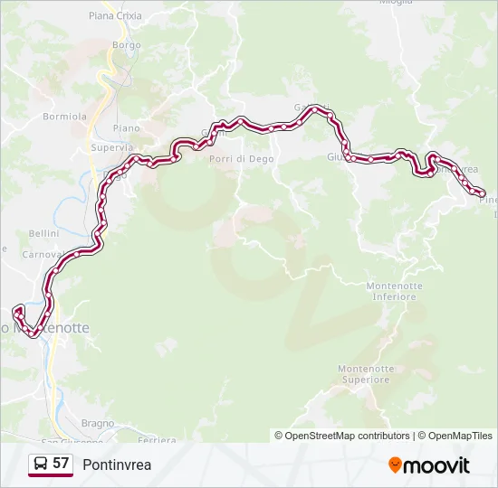 57 Bus Line Map