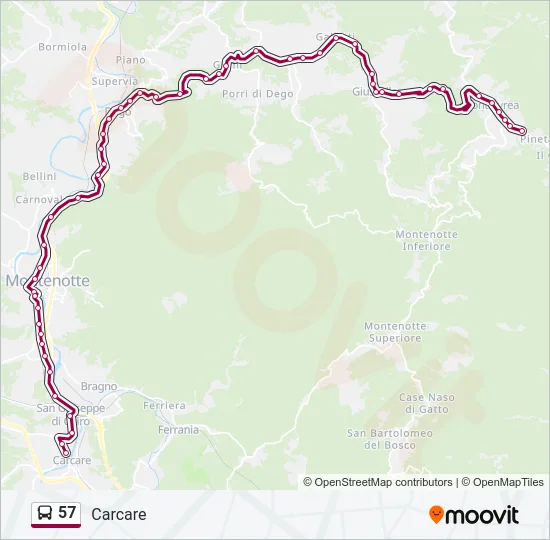 57 Bus Line Map