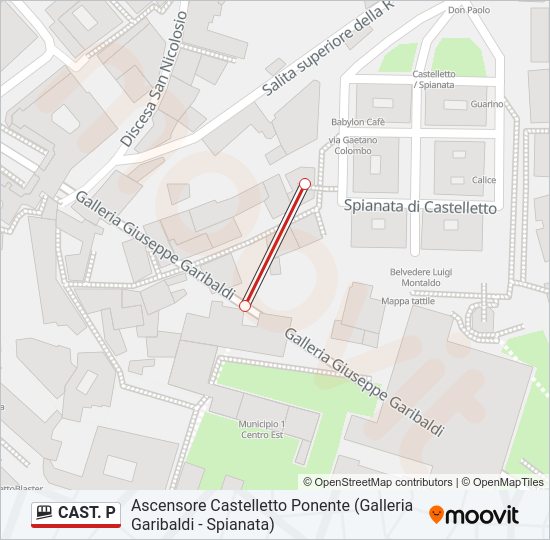 Percorso linea funicolare CAST. P