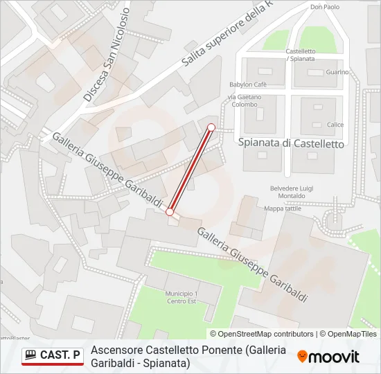Percorso linea funicolare CAST. P