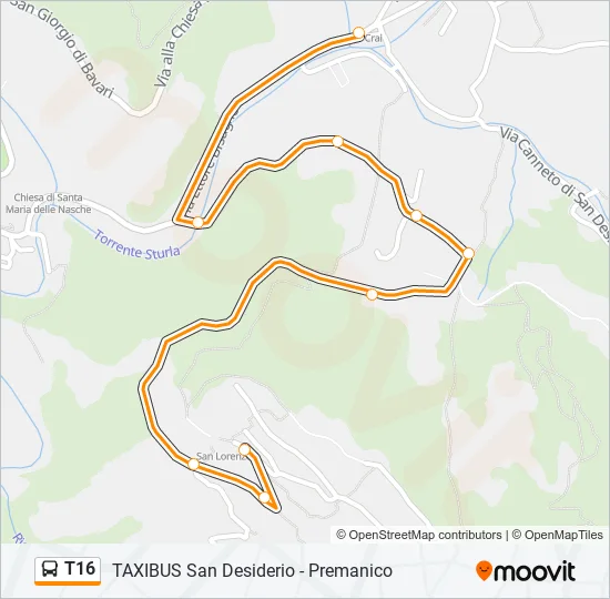 T16 Bus Line Map