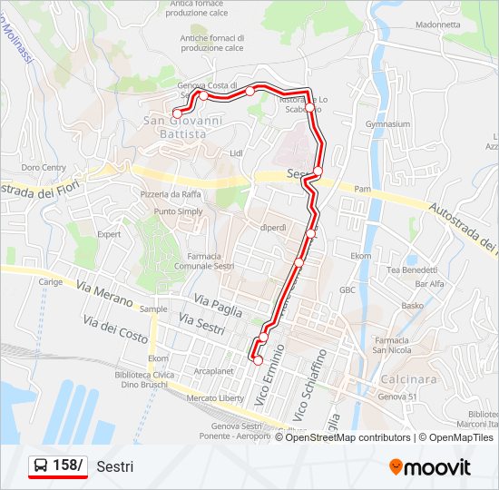 Percorso linea bus 158/