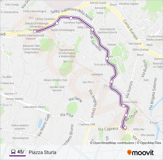 45/ Bus Line Map