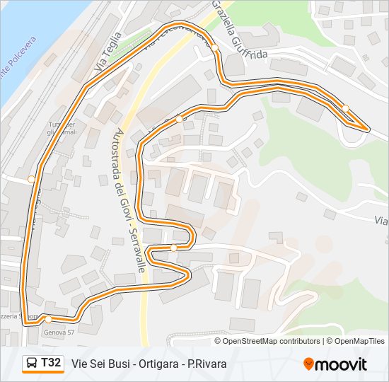 Percorso linea bus T32