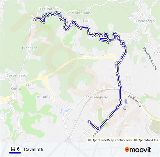 Percorso linea bus 6
