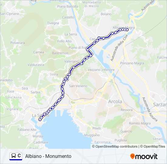 Percorso linea bus C