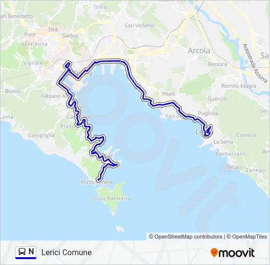 N Bus Line Map