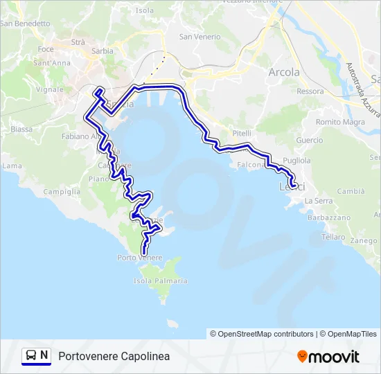 N Bus Line Map