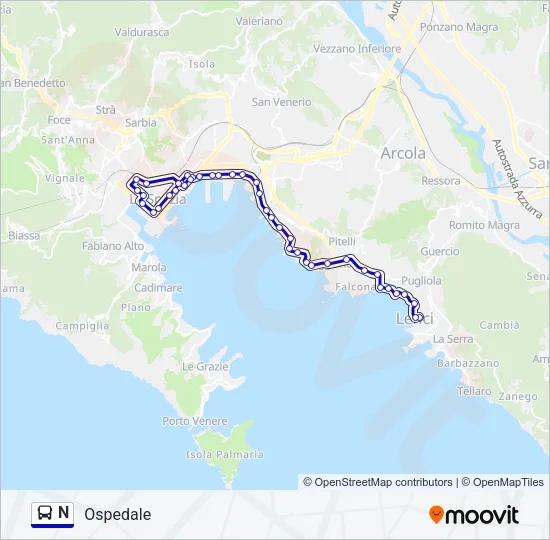 N Bus Line Map