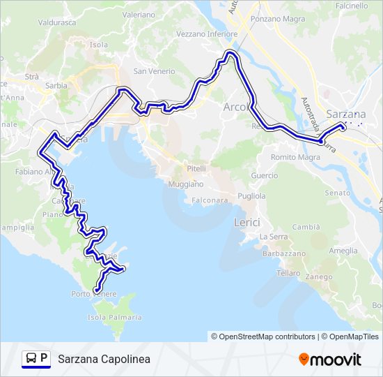 Percorso linea bus P