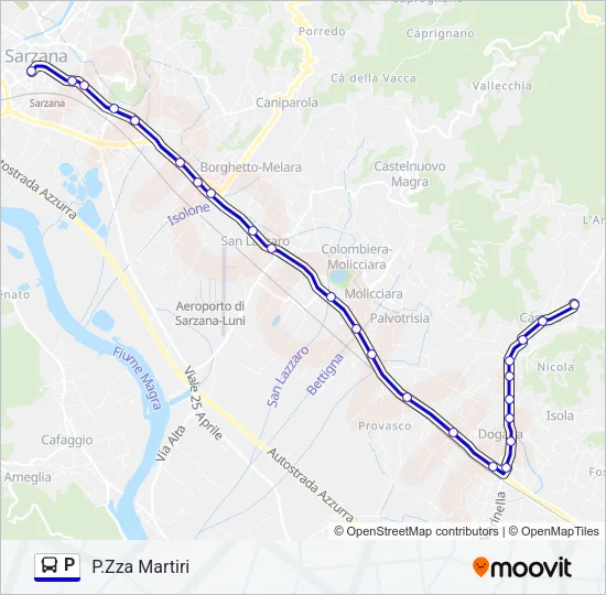 P Bus Line Map