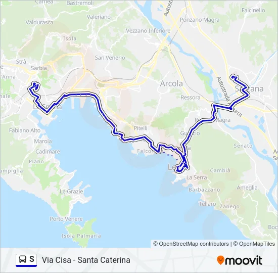 Percorso linea bus S