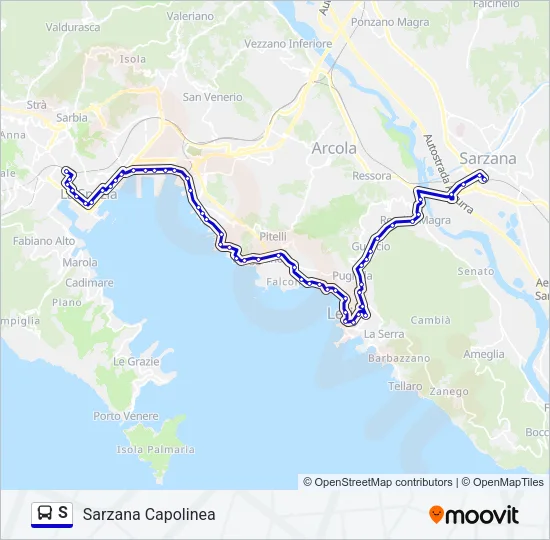 Percorso linea bus S