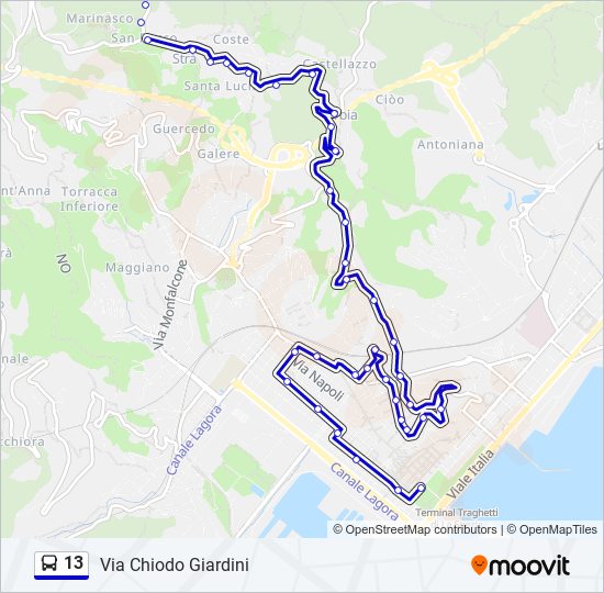 Percorso linea bus 13
