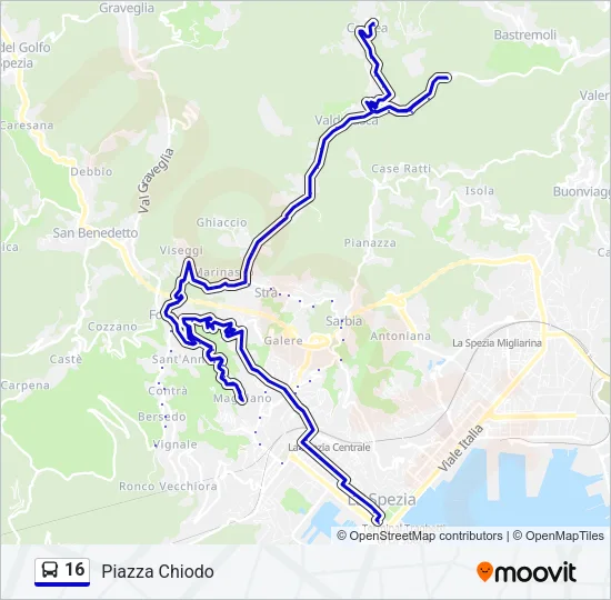 Percorso linea bus 16