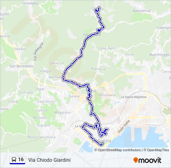 Percorso linea bus 16
