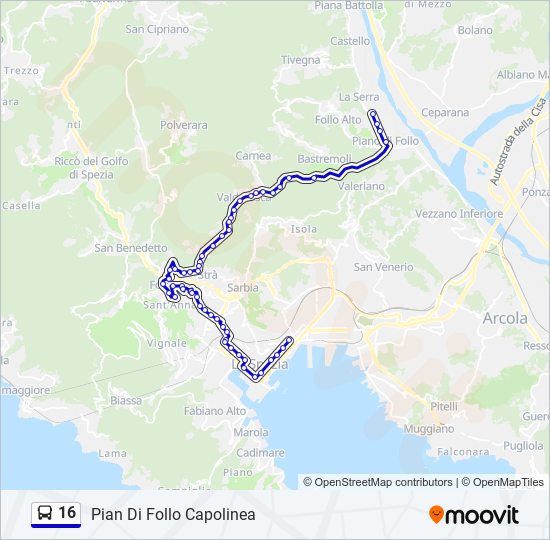 Percorso linea bus 16