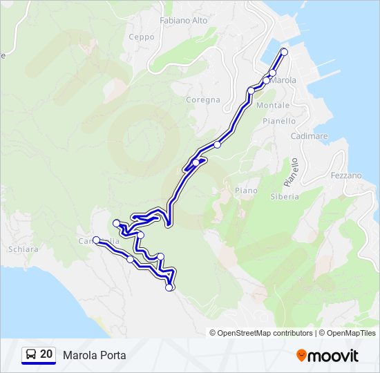 Percorso linea bus 20