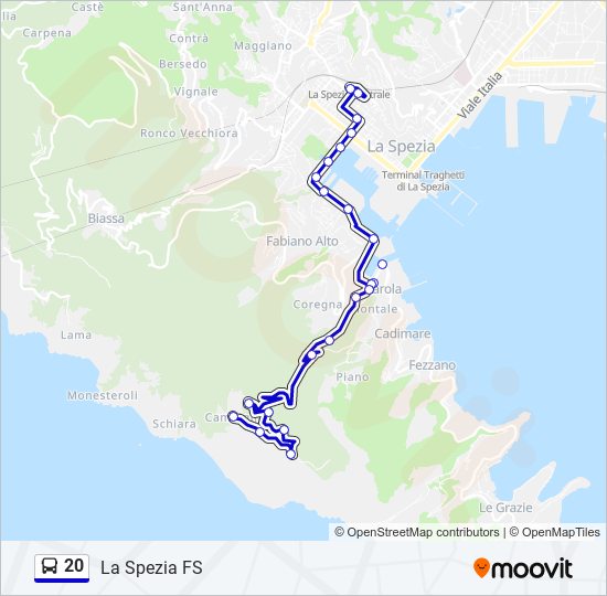 Percorso linea bus 20