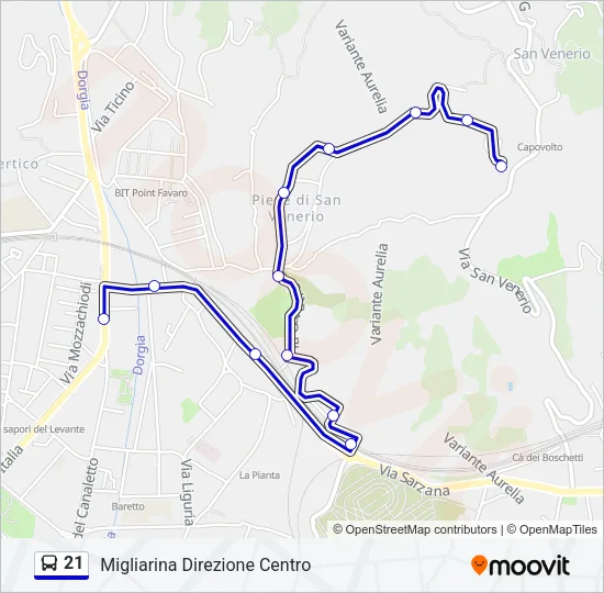 21 Bus Line Map