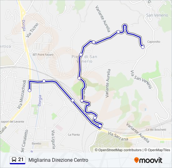 Percorso linea bus 21