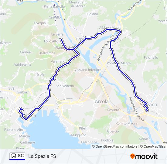 Percorso linea bus SC