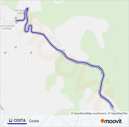 Percorso linea bus COSTA