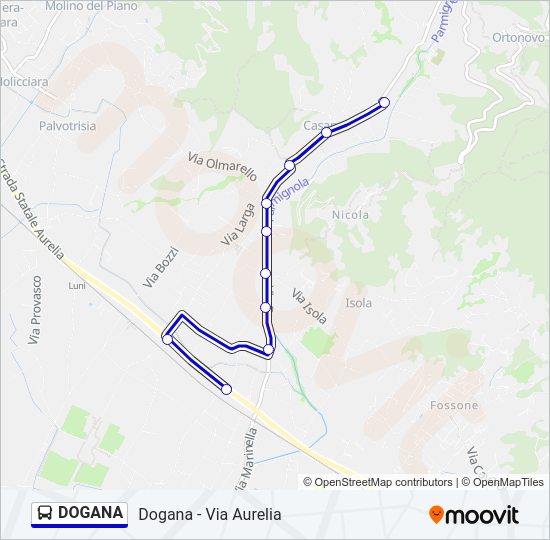 Percorso linea bus DOGANA