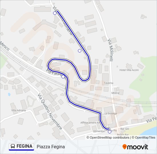 Percorso linea bus FEGINA
