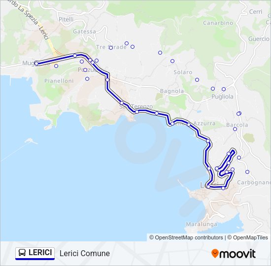 Percorso linea bus LERICI