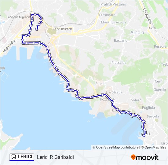 Percorso linea bus LERICI