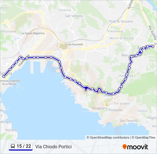 Percorso linea bus 15 / 22