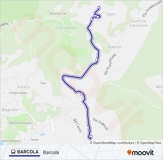 Percorso linea bus BARCOLA