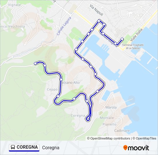 Percorso linea bus COREGNA