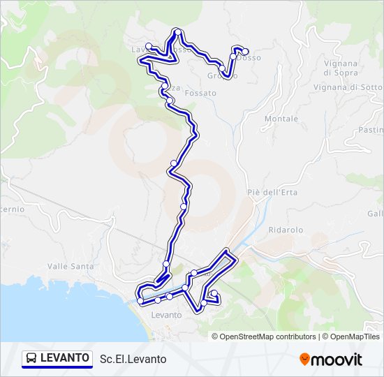 Percorso linea bus LEVANTO