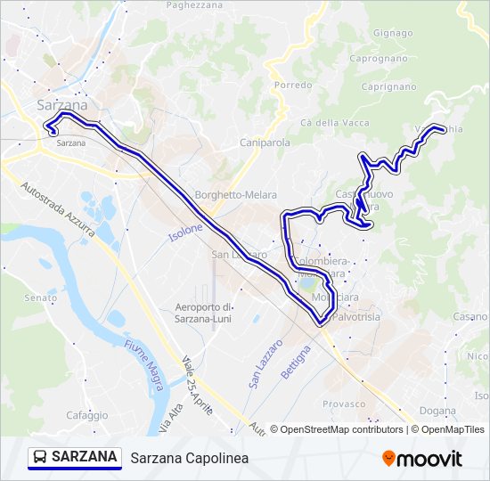 Percorso linea bus SARZANA