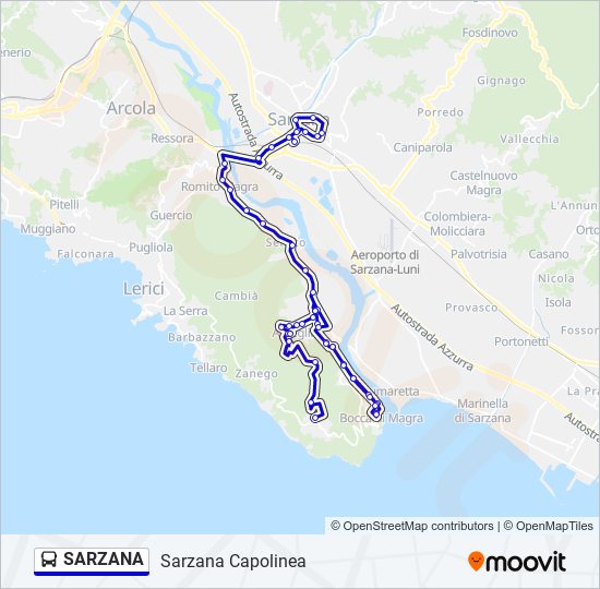 Percorso linea bus SARZANA