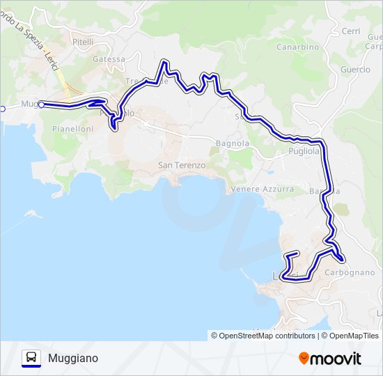 Percorso linea bus MUGGIANO