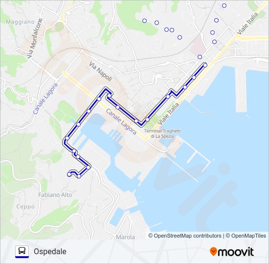 Percorso linea bus OSPEDALE