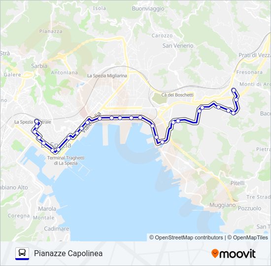 Percorso linea bus PIANAZZE