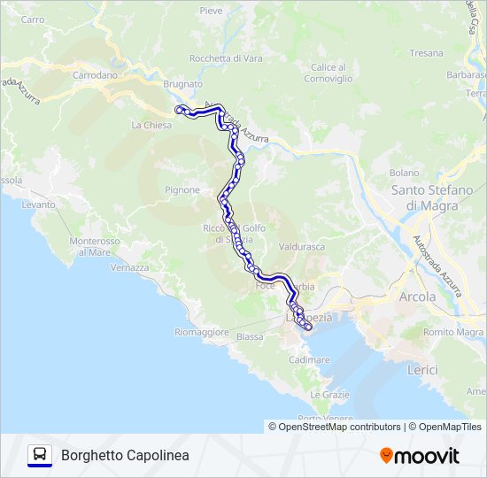 Percorso linea bus BORGHETTI
