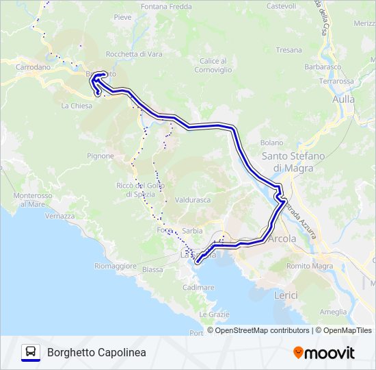 Percorso linea bus BORGHETTO