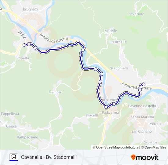 Percorso linea bus CAVANELLA